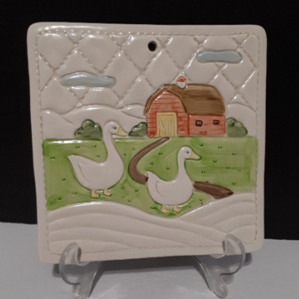 Otagiri Ducks Tile Hot Trivet Wall Hanging Vintage